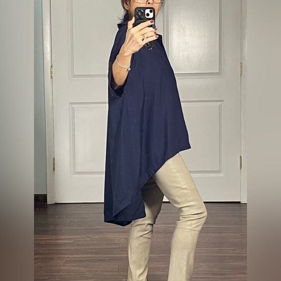 Manrico Cashmere split neck high low top blouse size M - Picture 6 of 13